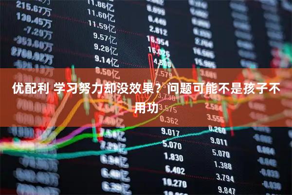 优配利 学习努力却没效果？问题可能不是孩子不用功